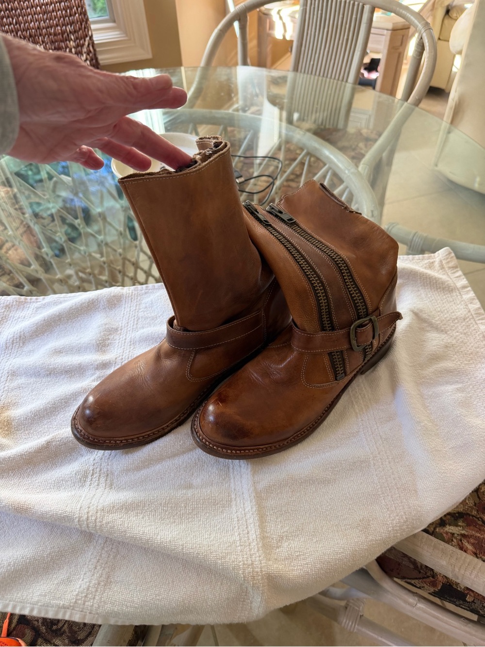 Bed|Stu Brown Leather Combat Moto Boots - Picture 5 of 6